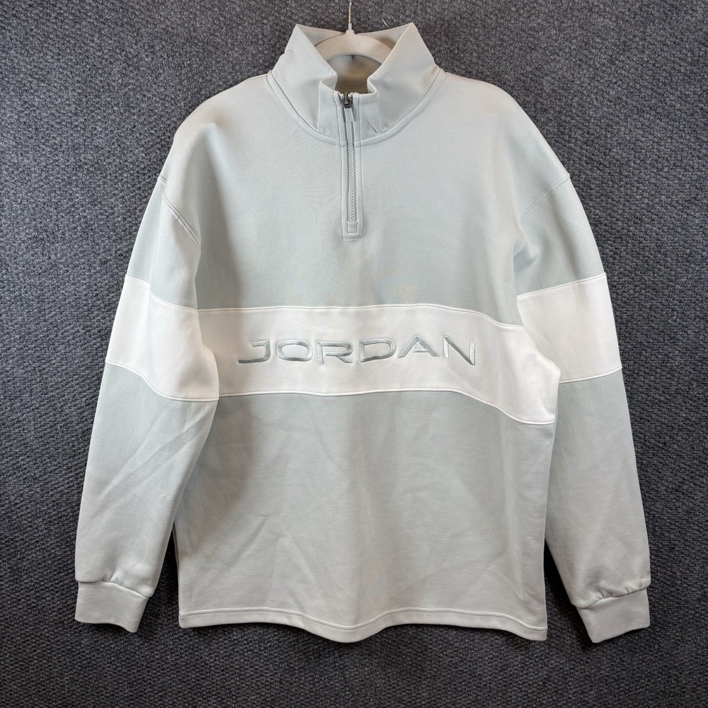 Jordan Golf Sweatshirt Size L Mens Light Green Ivory Dri Fit 1/4 Zip Top